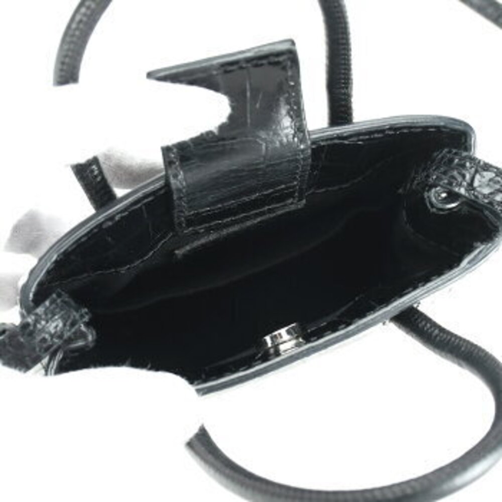 Balenciaga Shopping Bag Phone Holder handbag black crocodile embossed leather - Picture 6 of 10
